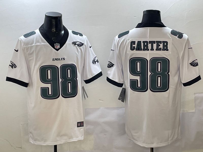 Men Philadelphia Eagles #98 Carter White Second generation Nike 2025 Limited NFL Jersey style 5